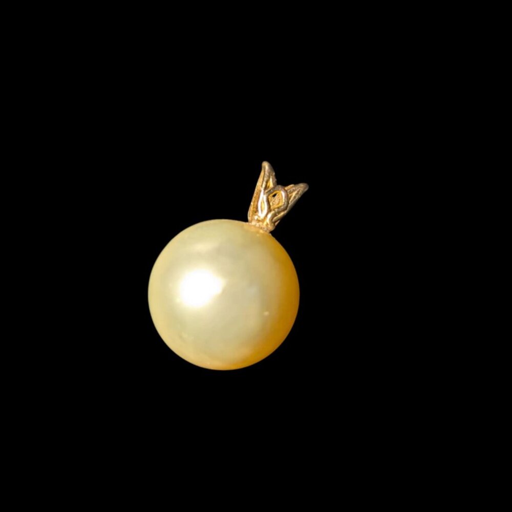 12mm South Sea Pearl Champagne in 14k Yellow Gold Pendant SOLD